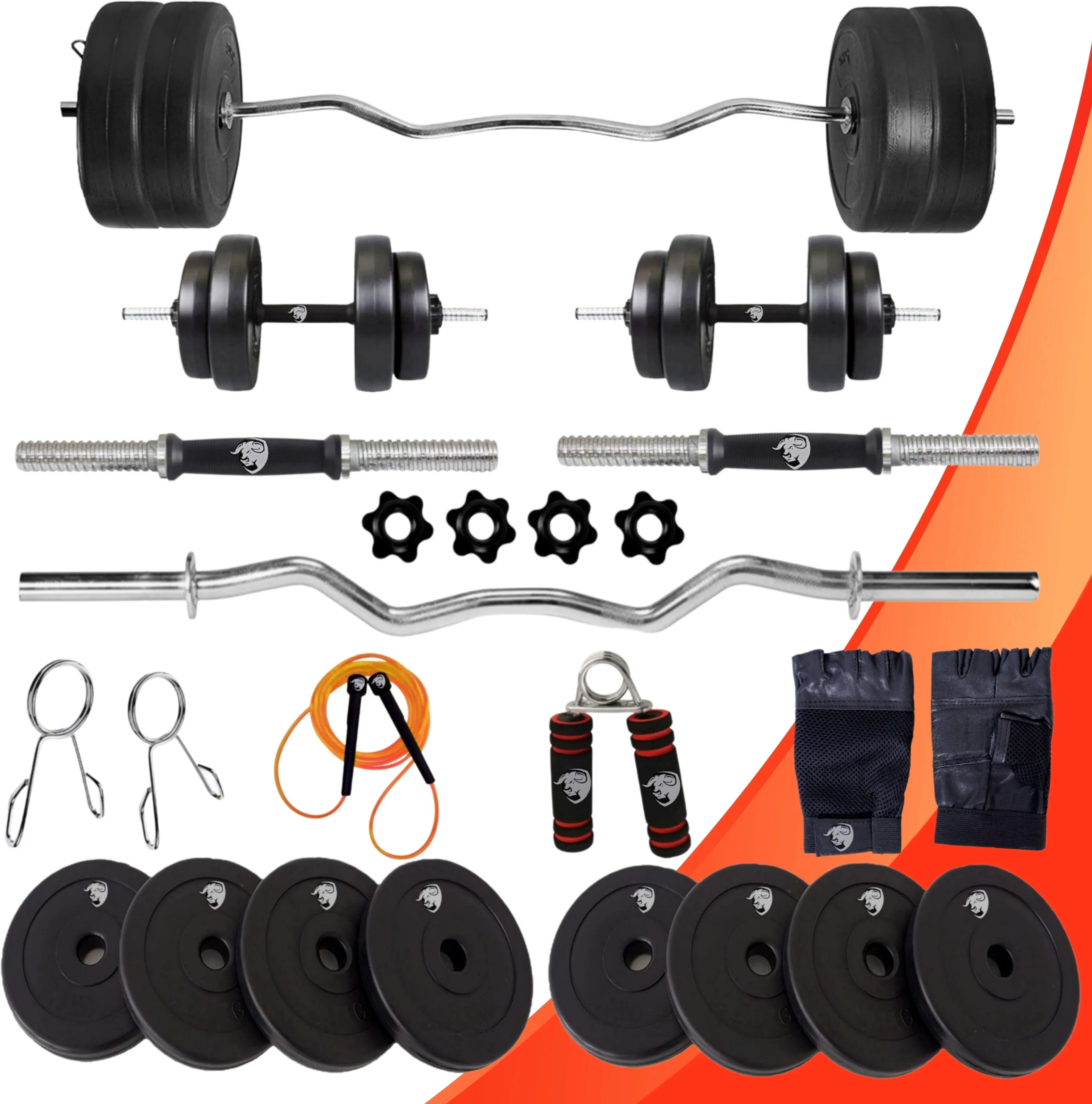 8Kg  Home Gym kit  | 3 Feet Curl Rod  | One Pair dumbbell Rod  Gym Accessories