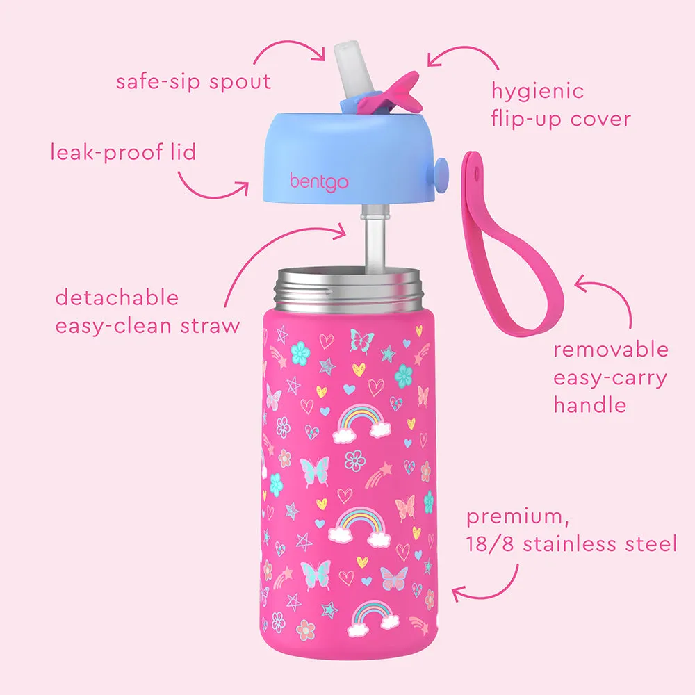 Bentgo Kids Stainless Steel Insulated Leak-Proof Water Bottle - Durable, Travel-Friendly, Spill-Resistant Flask for School and Outdoor Adventures