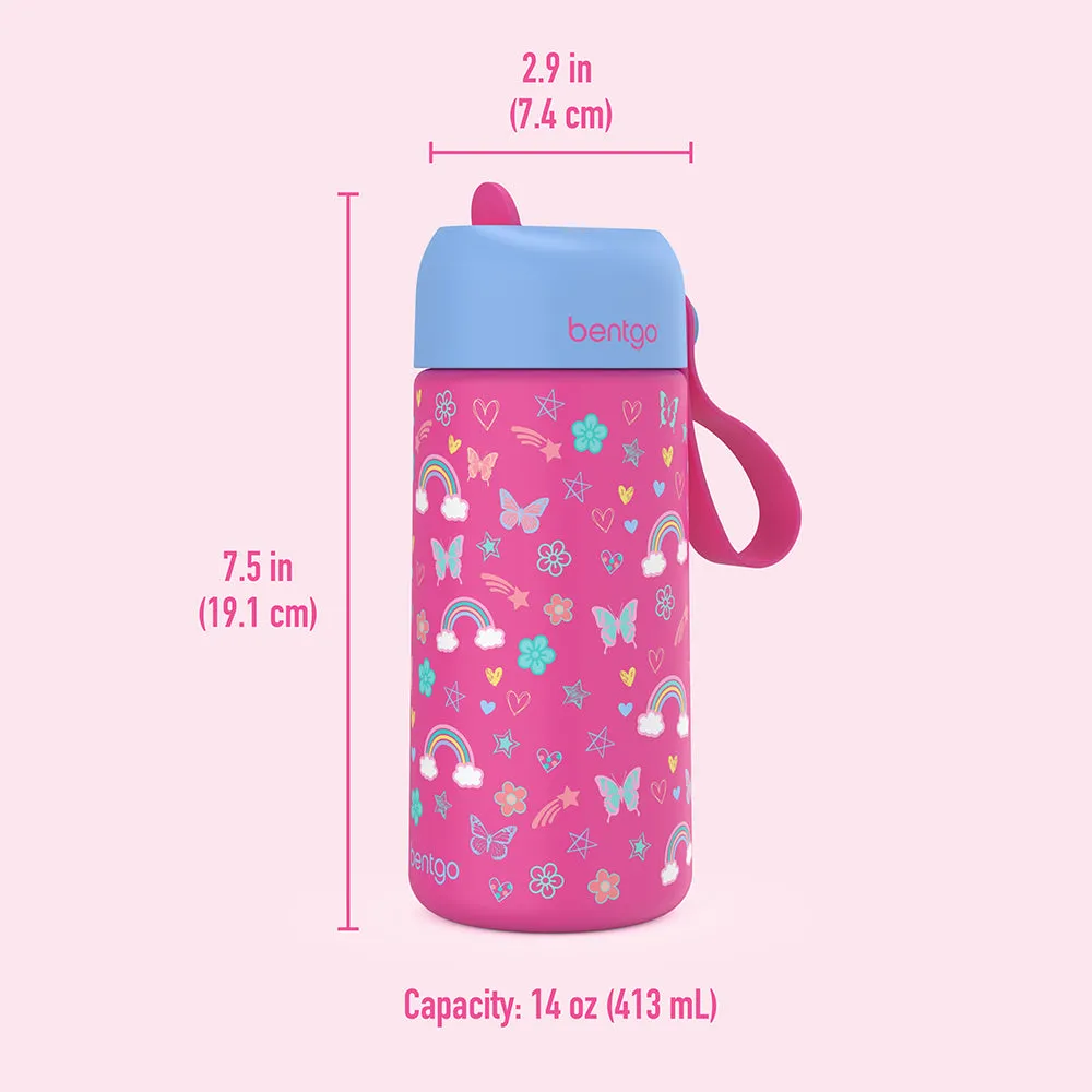 Bentgo Kids Stainless Steel Insulated Leak-Proof Water Bottle - Durable, Travel-Friendly, Spill-Resistant Flask for School and Outdoor Adventures