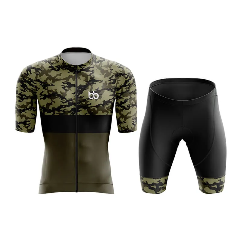 Camouflage Neck Aero Cycling Kit (V2) (Green)