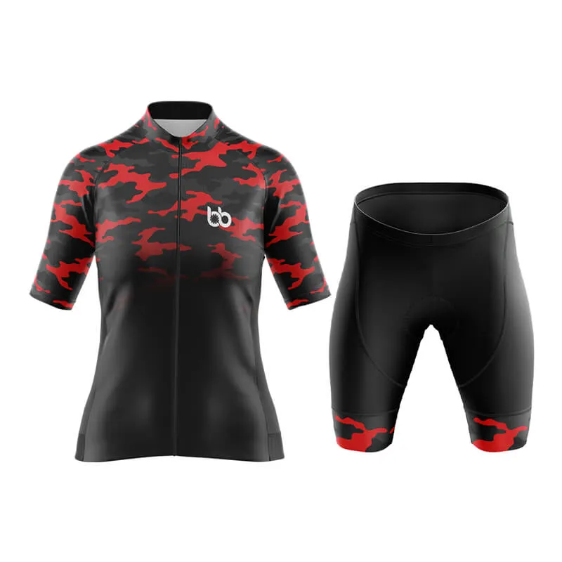 Camouflage Neck Aero Cycling Kit (V3) (Red-Black)