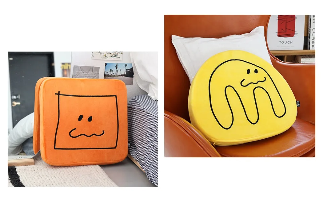 Cute Characters Shaped Sofa Cushions Pillow Soft Back Chair Foams Floor Sofa Yellow Orange Mint Gifts Home Decor Reading Support Sponge Zipper Seating Office Round Square