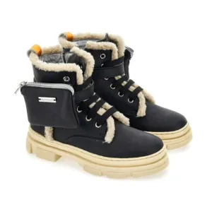 Girls Black Pocket Detail Boots