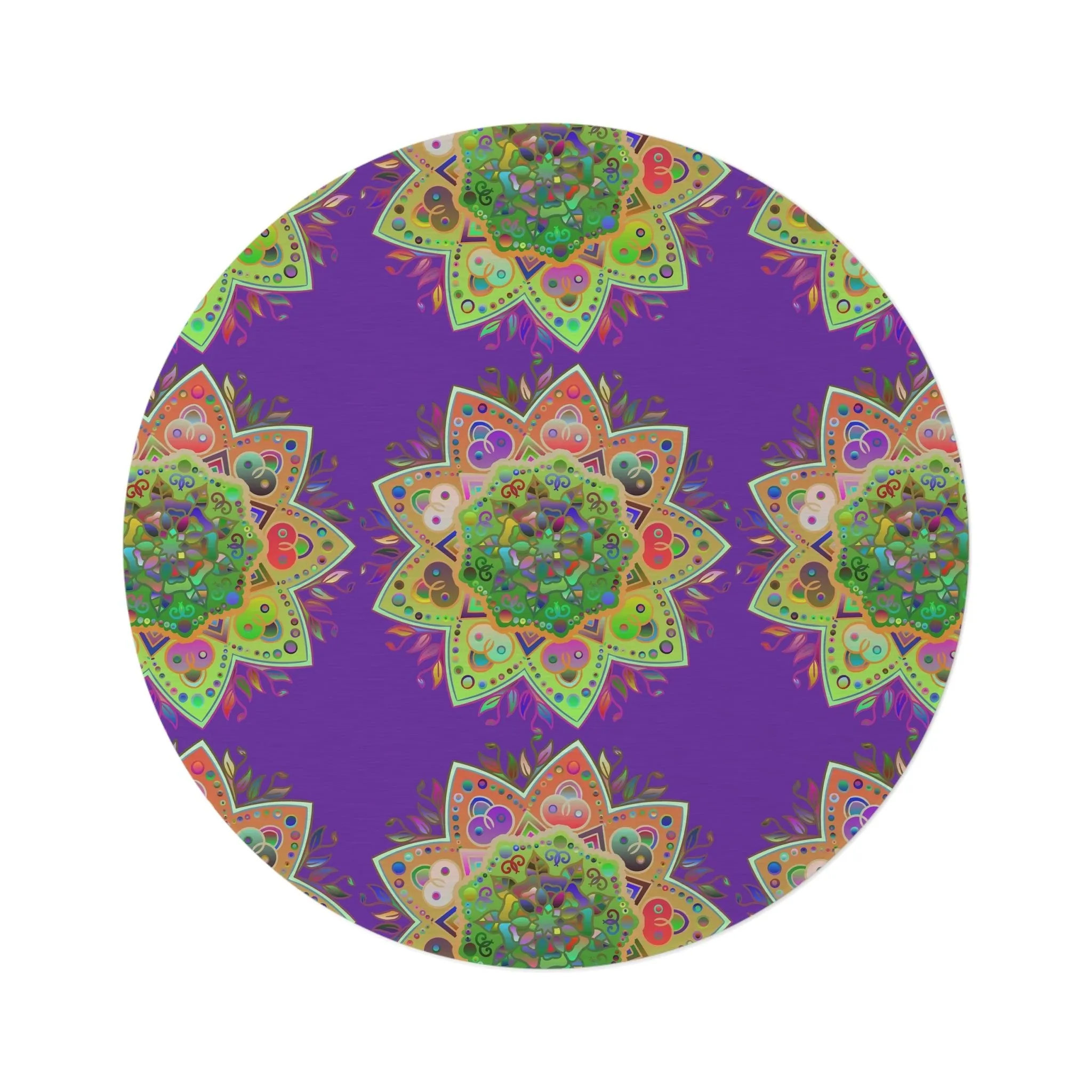 Handmade Mandala Round Rug with Grape Background - 60" Chenille Decor