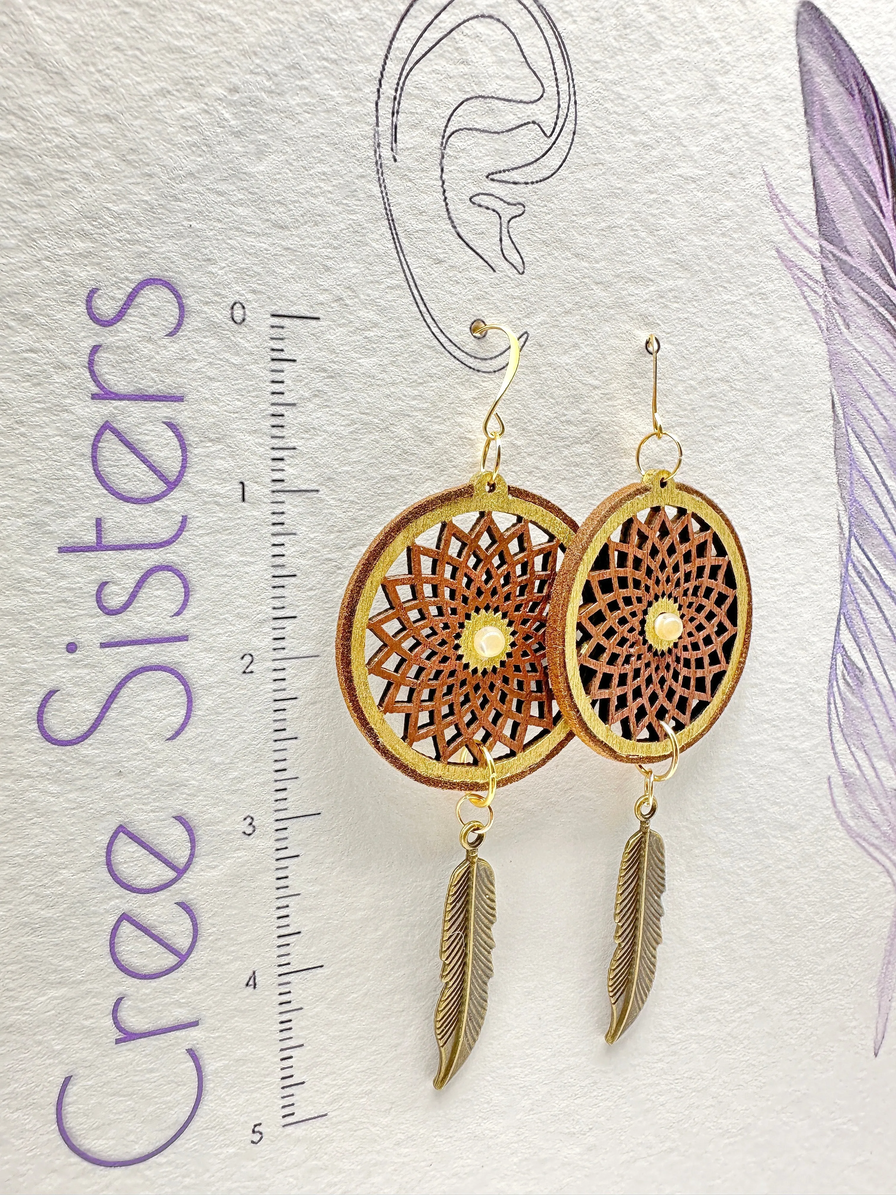 Indigenous Handmade Earrings - Dreamcatcher Mother-of-Pearl