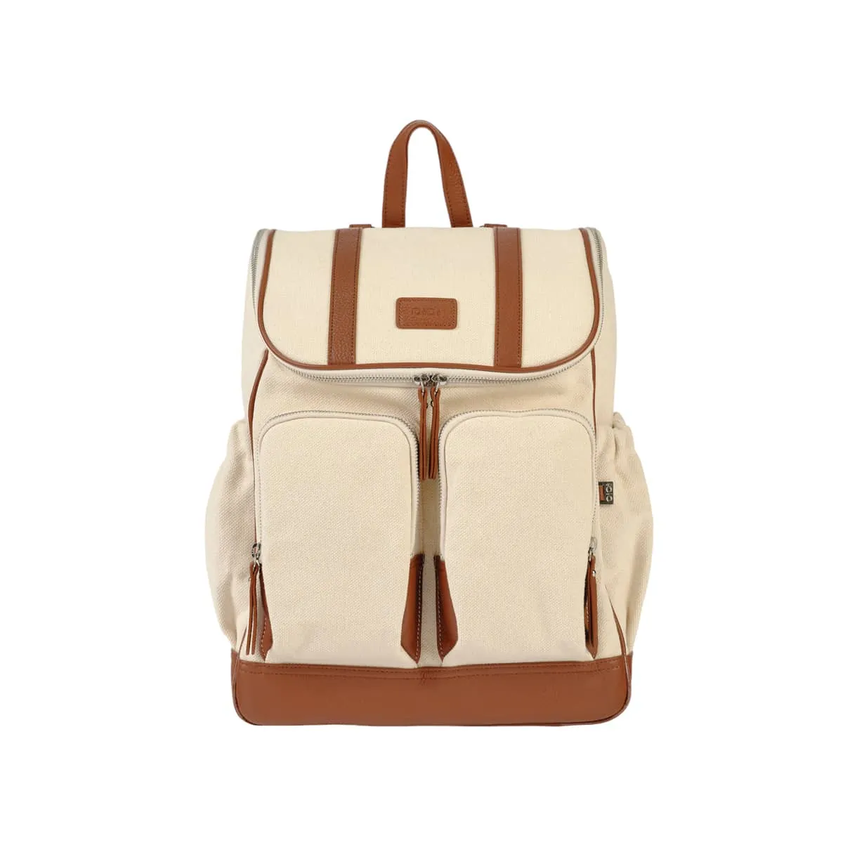 OiOi Canvas/Leather Nappy Backpack - Natural/Terracotta