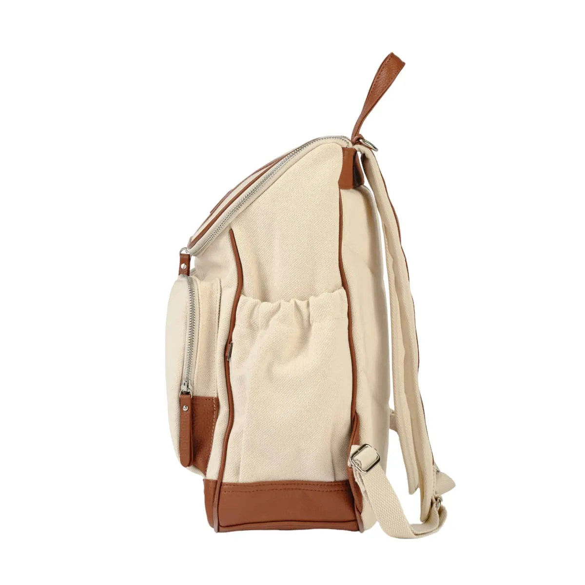 OiOi Canvas/Leather Nappy Backpack - Natural/Terracotta