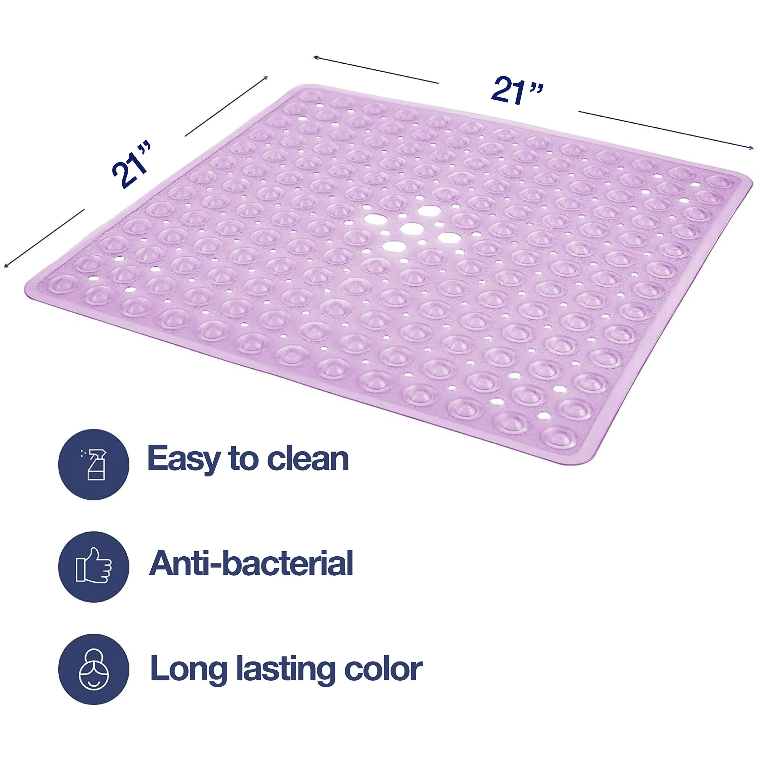 Tranquil Beauty Square Purple Shower Mat 53x53cm/21x21in  Non-Slip, Machine-Wash