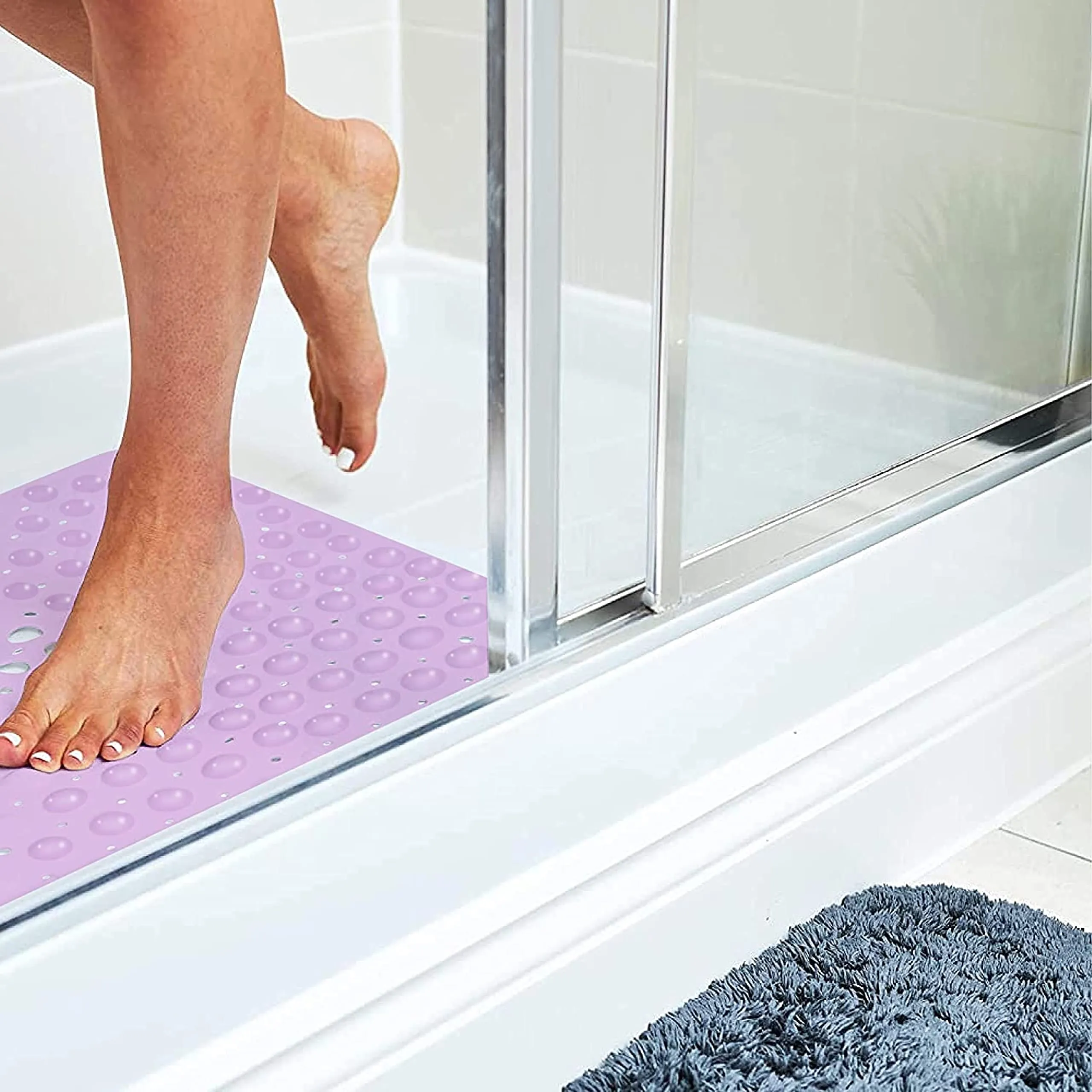 Tranquil Beauty Square Purple Shower Mat 53x53cm/21x21in  Non-Slip, Machine-Wash