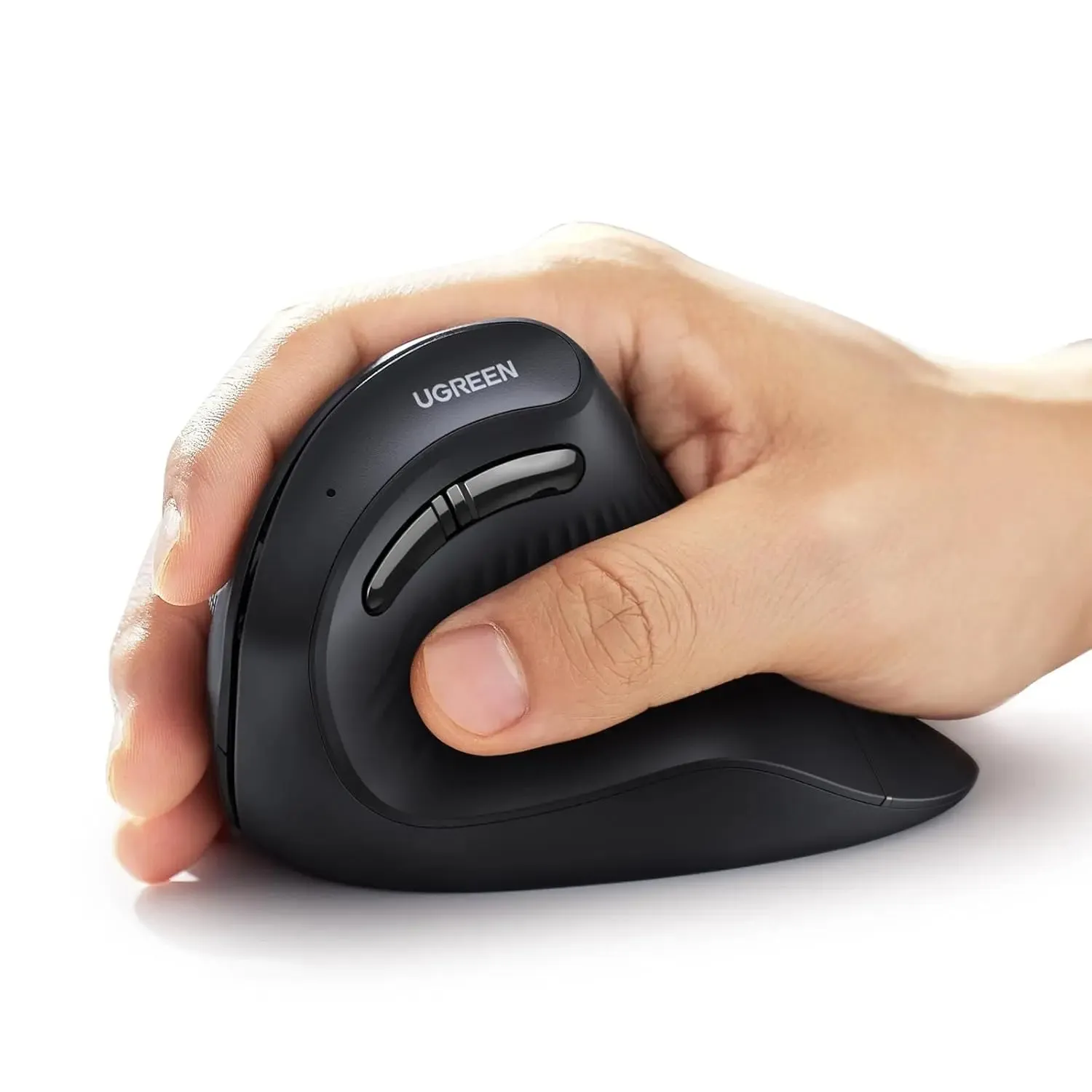 UGREEN Vertical Ergonomic Mouse Wireless (Bluetooth 5.0 2.4G) with 5 Buttons, 1000/16000/2000/4000 DPI, Prevention of Mouse Arm Compatible with PC/Laptop/Tablet, Black (25444)